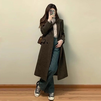 Ženski vuneni kaput s apstraktnim uzorkom, Modalna tkanina, kratki kaput u A-liniji, stojeći ovratnik, 3/4 rukavi