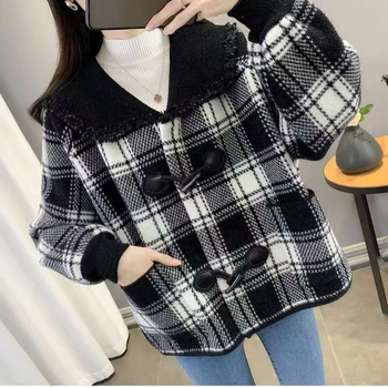 Cardigan vanjski dio odjeće s otisom, poliester tkanina, stojeći ovratnik, ultra kratka duljina, dugi rukavi