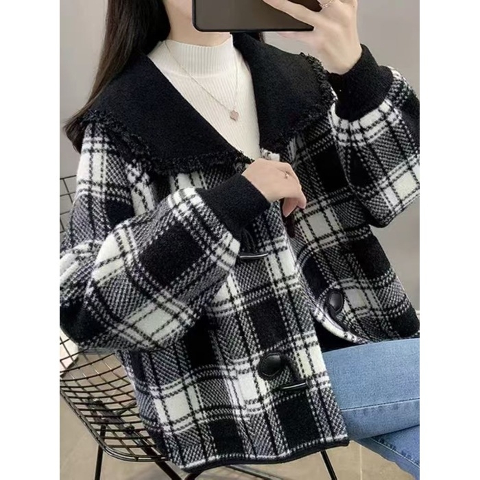 Cardigan vanjski dio odjeće s otisom, poliester tkanina, stojeći ovratnik, ultra kratka duljina, dugi rukavi