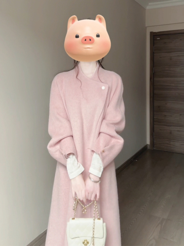 Ženski vuneni kaput, korejsko–japanski ležerni stil, kraći kroj, dvostruko kopčanje, dugi rukavi, jesen 2025