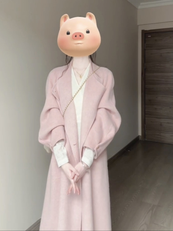 Ženski vuneni kaput, korejsko–japanski ležerni stil, kraći kroj, dvostruko kopčanje, dugi rukavi, jesen 2025