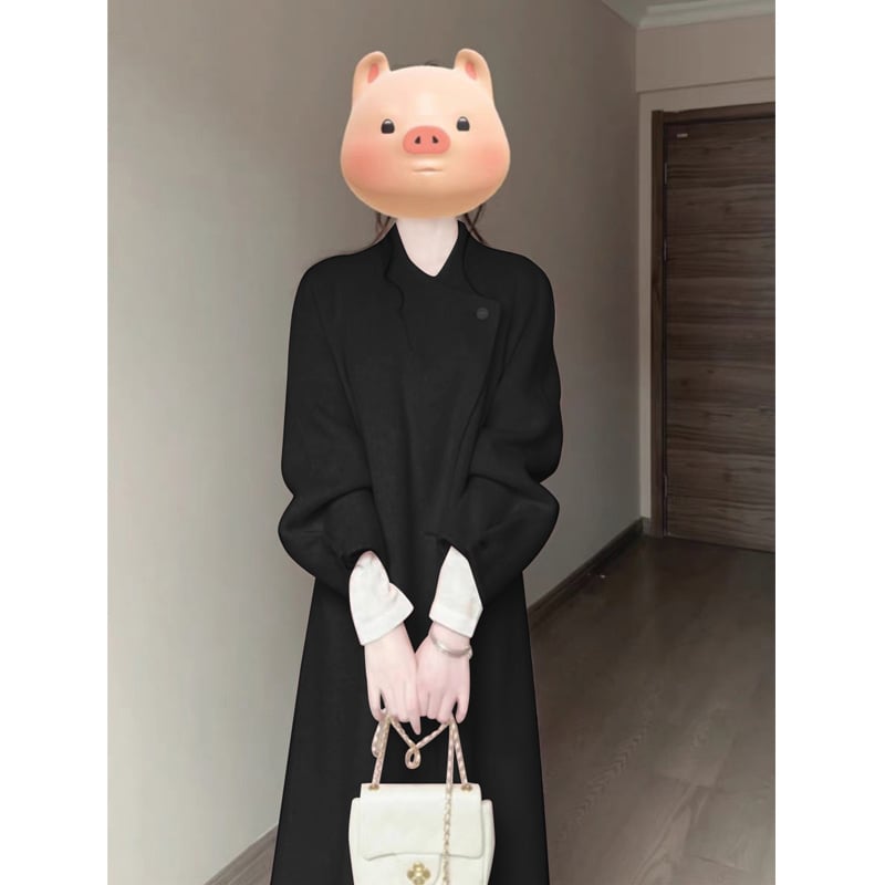 Ženski vuneni kaput, korejsko–japanski ležerni stil, kraći kroj, dvostruko kopčanje, dugi rukavi, jesen 2025