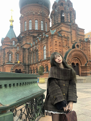 Vuneni kaput s kariranim uzorkom, debeli, ovratnik šal, dugi rukavi (karirani uzorak, debeli, ovratnik šal, dugi rukavi)