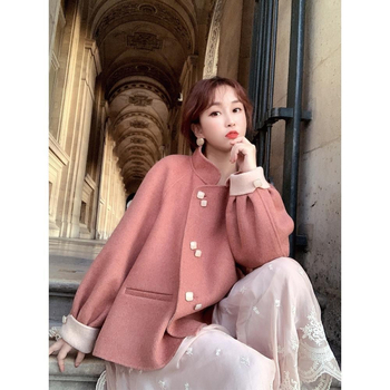 Poliesterski reverzibilni kaput, ženski stil korejski-japanski ležerni, kratka duljina 40–50 cm, dugi rukav, stojeći ovratnik