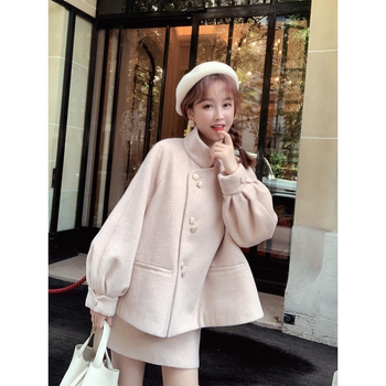 Poliesterski reverzibilni kaput, ženski stil korejski-japanski ležerni, kratka duljina 40–50 cm, dugi rukav, stojeći ovratnik