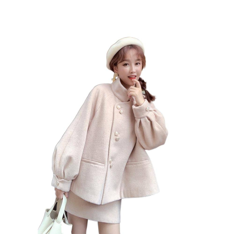 Poliesterski reverzibilni kaput, ženski stil korejski-japanski ležerni, kratka duljina 40–50 cm, dugi rukav, stojeći ovratnik