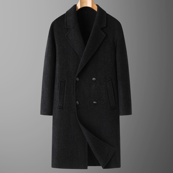 Kaput od dvostrukog vuna, plus veličina, dugačak do koljena, dvostruko kopčanje, slobodan kroj