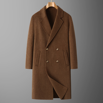 Kaput od dvostrukog vuna, plus veličina, dugačak do koljena, dvostruko kopčanje, slobodan kroj