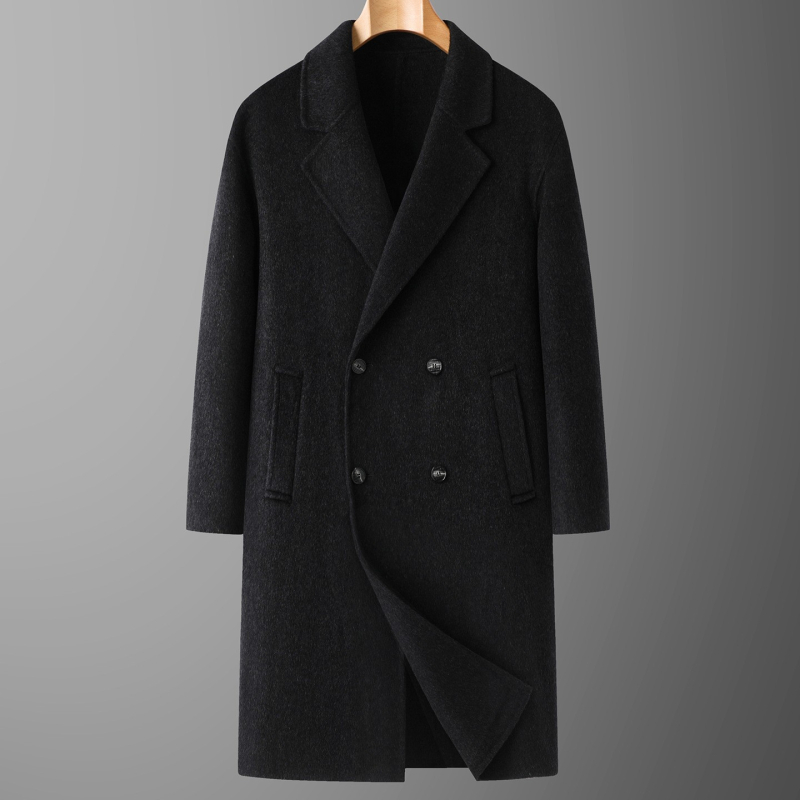 Kaput od dvostrukog vuna, plus veličina, dugačak do koljena, dvostruko kopčanje, slobodan kroj