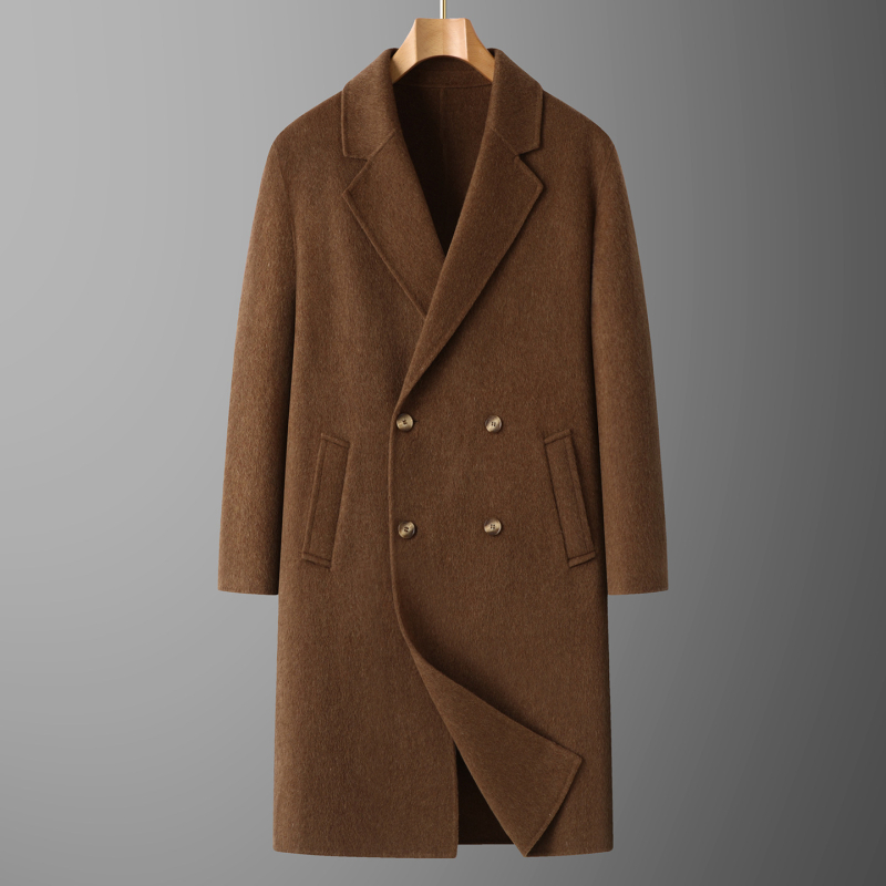 Kaput od dvostrukog vuna, plus veličina, dugačak do koljena, dvostruko kopčanje, slobodan kroj
