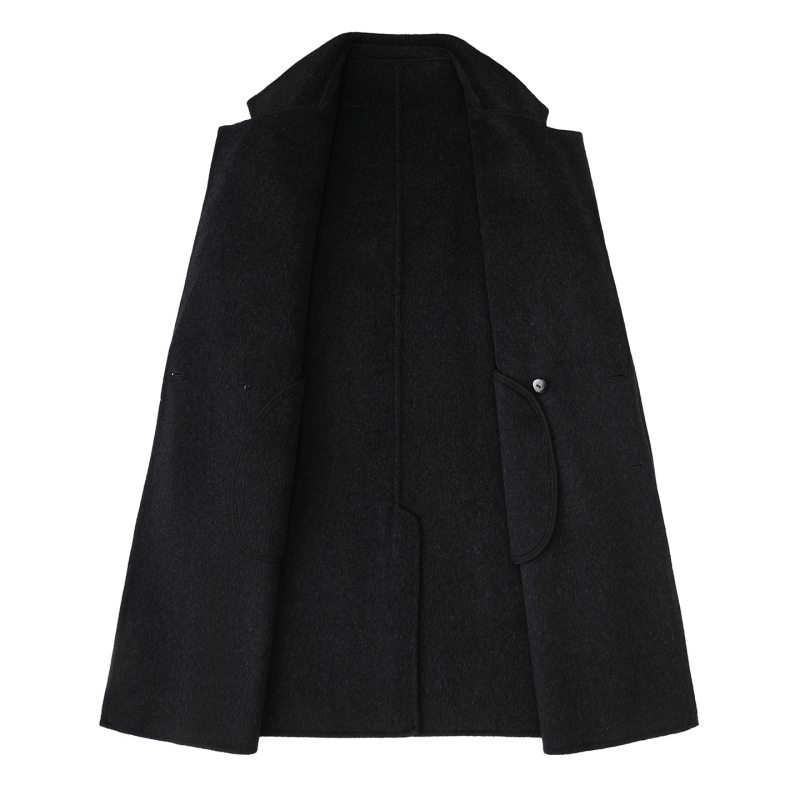 Kaput od dvostrukog vuna, plus veličina, dugačak do koljena, dvostruko kopčanje, slobodan kroj