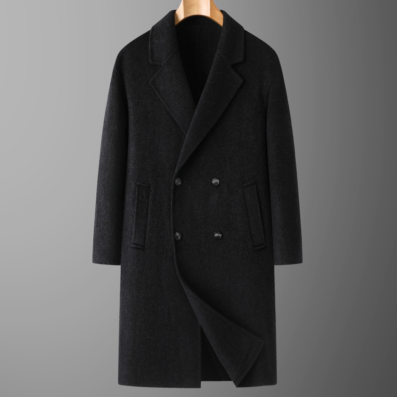 Kaput od dvostrukog vuna, plus veličina, dugačak do koljena, dvostruko kopčanje, slobodan kroj