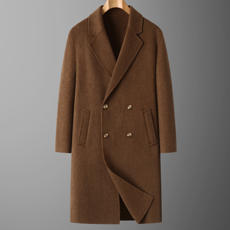 Kaput od dvostrukog vuna, plus veličina, dugačak do koljena, dvostruko kopčanje, slobodan kroj