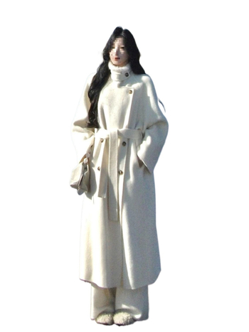 Chenille patchwork mētelis ar stāvošu apkakli, bieza audums