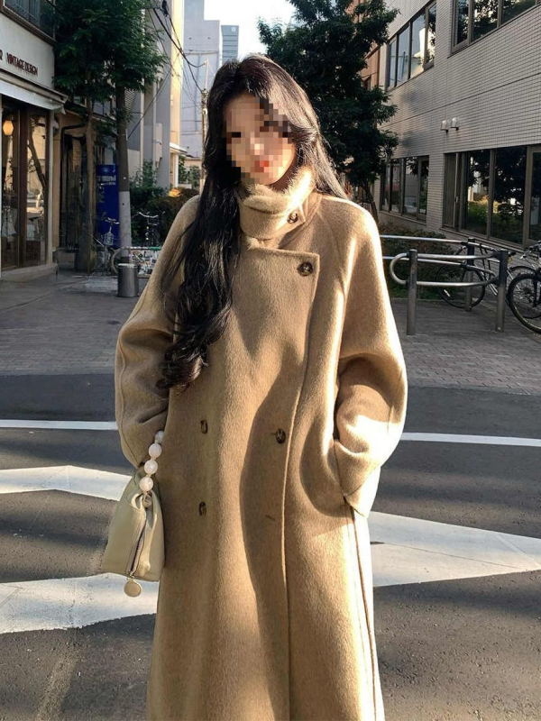 Chenille patchwork mētelis ar stāvošu apkakli, bieza audums