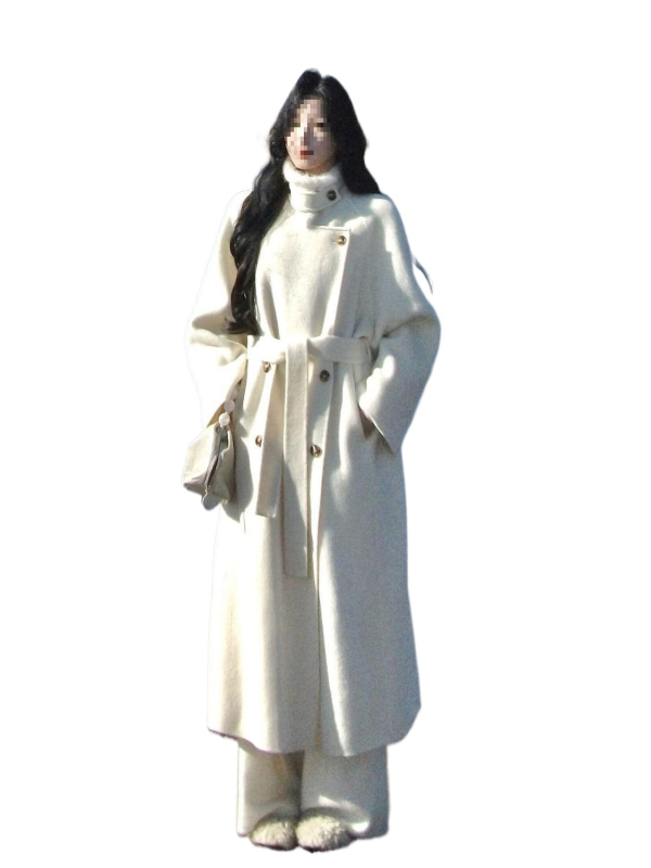 Chenille patchwork mētelis ar stāvošu apkakli, bieza audums