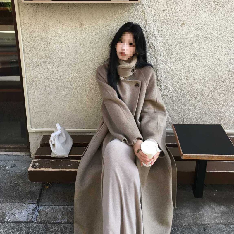 Chenille patchwork mētelis ar stāvošu apkakli, bieza audums