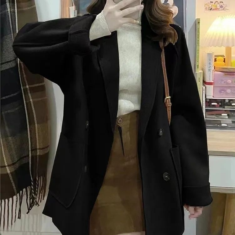 Kratko chenille kaput - proljeće 2025, japansko-korejski ležerni stil, četvrtasti ovratnik, rukavi 3/4, smjesa elastana (<30% glavnog materijala>)