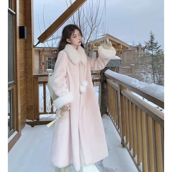 Γυναικείο παλτό από πολυεστέρα με ψεύτικη γούνα στα μανίκια, μεσαίου μήκους, κανονική γραμμή, τετράγωνος γιακά, κλείσιμο με ένα κουμπί