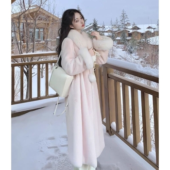 Γυναικείο παλτό από πολυεστέρα με ψεύτικη γούνα στα μανίκια, μεσαίου μήκους, κανονική γραμμή, τετράγωνος γιακά, κλείσιμο με ένα κουμπί