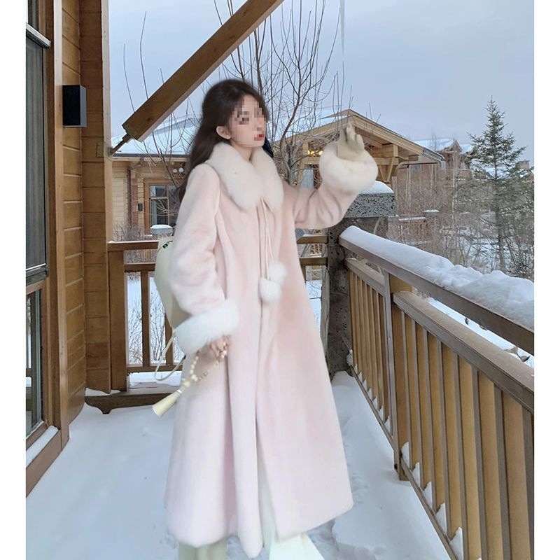 Γυναικείο παλτό από πολυεστέρα με ψεύτικη γούνα στα μανίκια, μεσαίου μήκους, κανονική γραμμή, τετράγωνος γιακά, κλείσιμο με ένα κουμπί