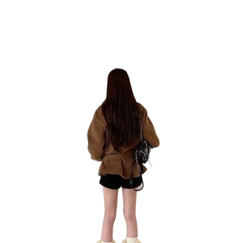 Vuneni kaput s kragnom od krzna, karirani uzorak, ležeran kroj, dugi rukavi, zima 2025