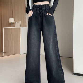 Traperice širokih nogavica, visokim strukom, denim, 95% pamuk, debeli materijal, zima 2024