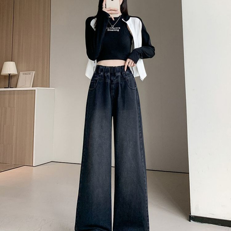 Traperice širokih nogavica, visokim strukom, denim, 95% pamuk, debeli materijal, zima 2024