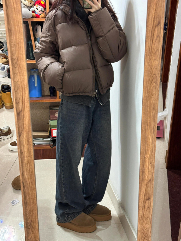 Traperice širokih nogavica, visoki struk, premazani denim, bez elastana, debeli materijal
