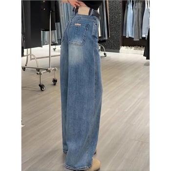 Cowboy-stílusú farmerek, széles szárú fazon, mikroelasztikussal, nőknek, tél 2025