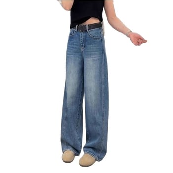 Cowboy-stílusú farmerek, széles szárú fazon, mikroelasztikussal, nőknek, tél 2025