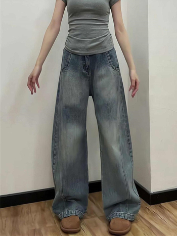 Ženske traperice širokih nogavica s visokim strukom, denim, 70-80% pamuk, 30-50% poliester, bez glačanja