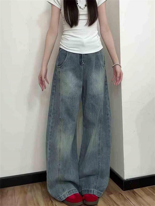 Ženske traperice širokih nogavica s visokim strukom, denim, 70-80% pamuk, 30-50% poliester, bez glačanja