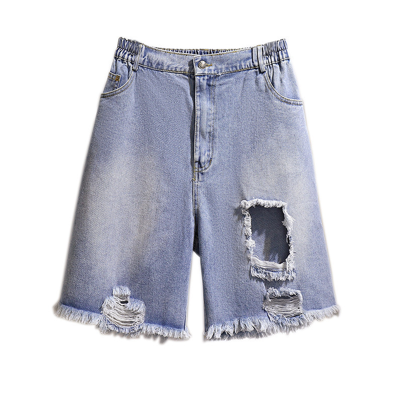 Ženske traperice u Harajuku stilu, ravni kroj, srednji pojas, duljina 5/4, 80% pamuk 20% poliester