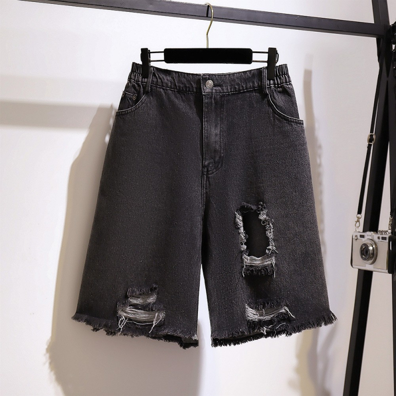 Ženske traperice u Harajuku stilu, ravni kroj, srednji pojas, duljina 5/4, 80% pamuk 20% poliester