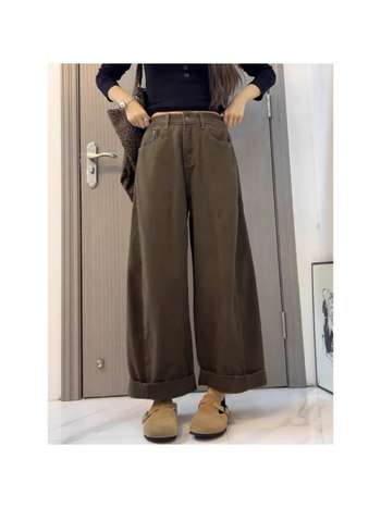 Ženske Vintage Traperice, Visoki Struk, Slobodan Kroj, Tijelo u Obliku Kruške, Široke Noge s Ravnim Krojem, Jesen 2025