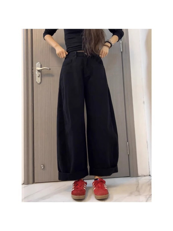 Ženske Vintage Traperice, Visoki Struk, Slobodan Kroj, Tijelo u Obliku Kruške, Široke Noge s Ravnim Krojem, Jesen 2025