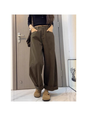 Ženske Vintage Traperice, Visoki Struk, Slobodan Kroj, Tijelo u Obliku Kruške, Široke Noge s Ravnim Krojem, Jesen 2025