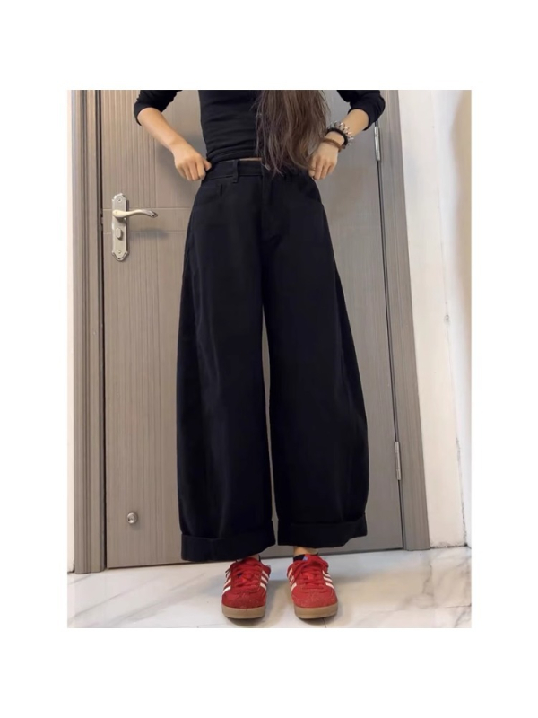 Ženske Vintage Traperice, Visoki Struk, Slobodan Kroj, Tijelo u Obliku Kruške, Široke Noge s Ravnim Krojem, Jesen 2025