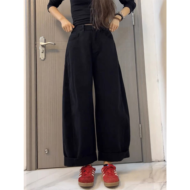 Ženske Vintage Traperice, Visoki Struk, Slobodan Kroj, Tijelo u Obliku Kruške, Široke Noge s Ravnim Krojem, Jesen 2025