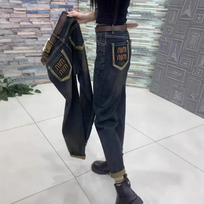 Traperice s visokim strukom u haremskom stilu, Chenille-Spandex, debeli materijal, proljeće 2024