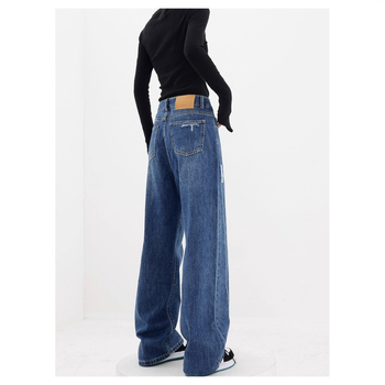 Τζιν με υψηλή μέση και ίσια γραμμή, χαλαρή πτώση, ύφασμα denim από βαμβάκι, πολυεστέρας έως 30%, φθινόπωρο 2025
