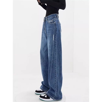 Τζιν με υψηλή μέση και ίσια γραμμή, χαλαρή πτώση, ύφασμα denim από βαμβάκι, πολυεστέρας έως 30%, φθινόπωρο 2025
