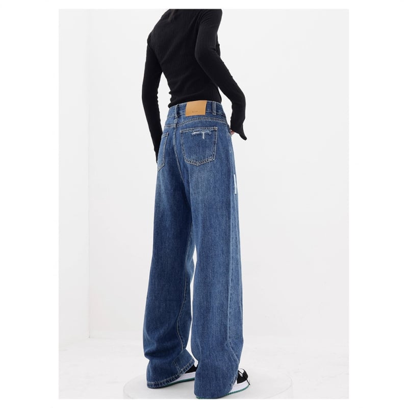 Τζιν με υψηλή μέση και ίσια γραμμή, χαλαρή πτώση, ύφασμα denim από βαμβάκι, πολυεστέρας έως 30%, φθινόπωρο 2025