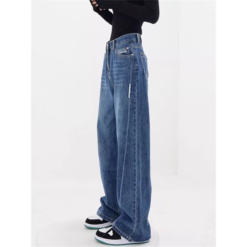 Τζιν με υψηλή μέση και ίσια γραμμή, χαλαρή πτώση, ύφασμα denim από βαμβάκι, πολυεστέρας έως 30%, φθινόπωρο 2025