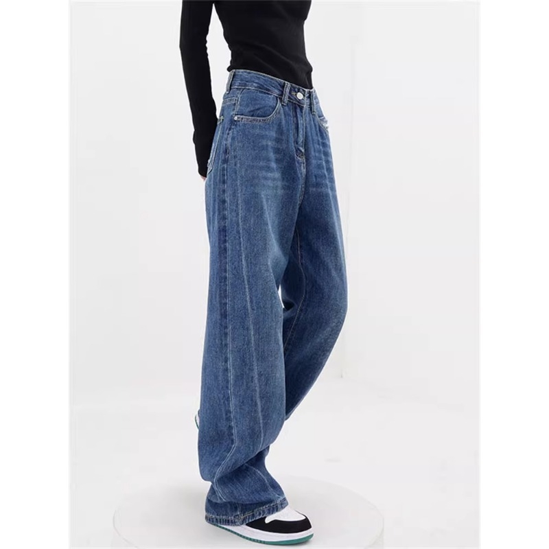 Τζιν με υψηλή μέση και ίσια γραμμή, χαλαρή πτώση, ύφασμα denim από βαμβάκι, πολυεστέρας έως 30%, φθινόπωρο 2025