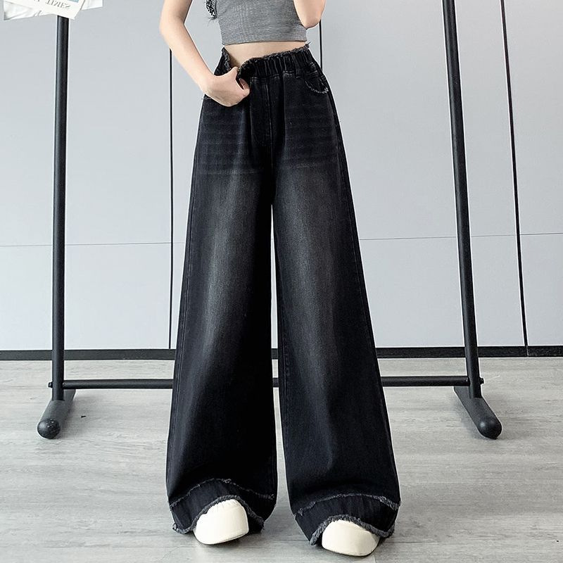 Ženske hlače od džímsa s širokim nogavicama, visokim strukom, debeli materijal (Denim tkanina, široke nogavice, visok struk, debeli materijal, sadržaj glavne tkanine 80–90%)