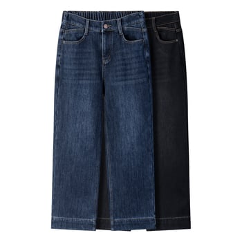 Ženske traperice s flisom, visokim strukom, ravnim krojem, pamukasti denim, jesen 2025