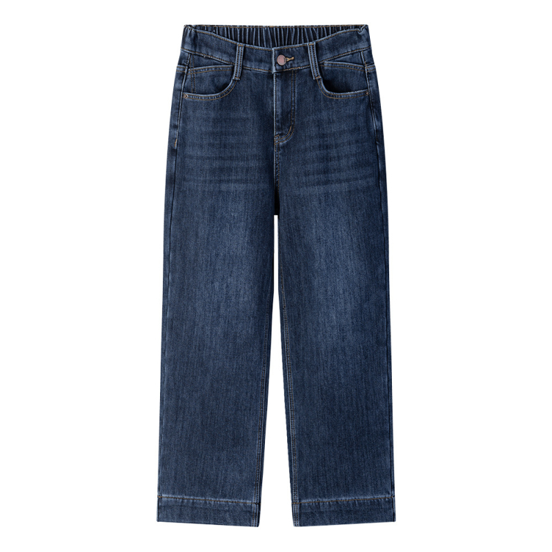 Ženske traperice s flisom, visokim strukom, ravnim krojem, pamukasti denim, jesen 2025