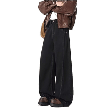 Ženske farmerice scimitar krojem, distressed i oprane, široki kroj, američki vintage stil, proljeće 2025, akril vlakna